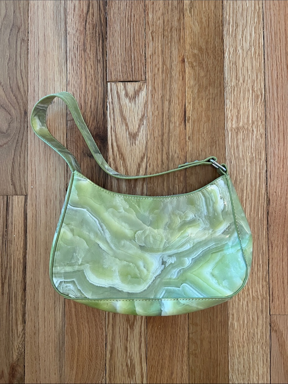 Urban Outfitters Green Marble-Print Shoulder Bag